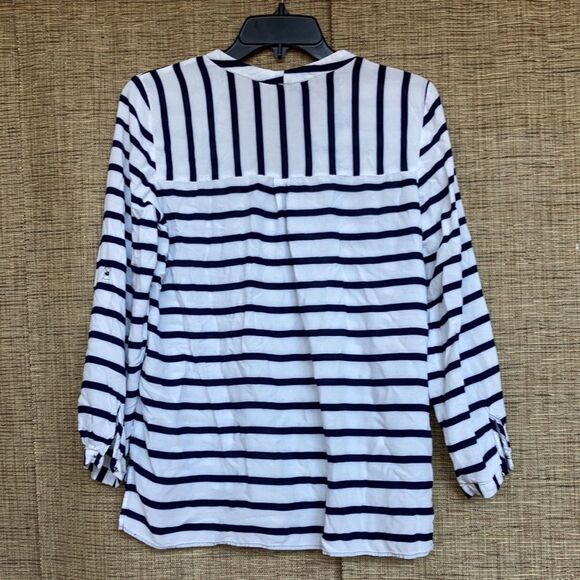 ZARA basic strip rayon blouse black and white colors - Picture 5 of 6